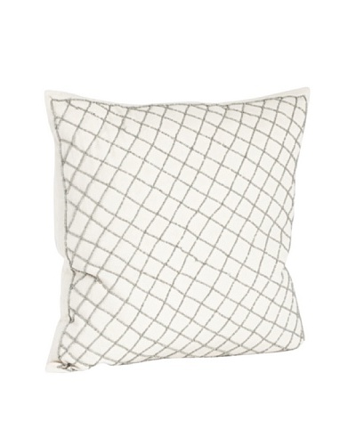 Saro Lifestyle Pewter Diamond Design Beaded Pillow