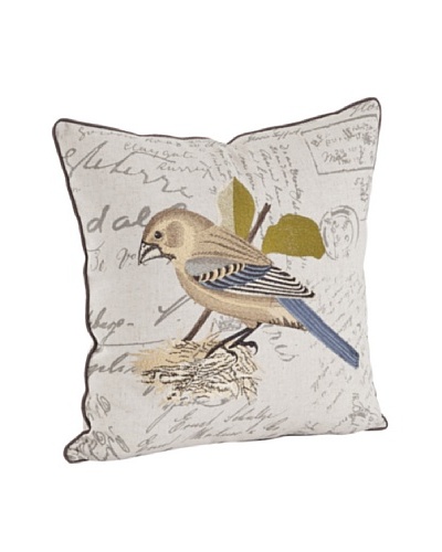 Saro Lifestyle Bird Embroidered & Printed Pillow