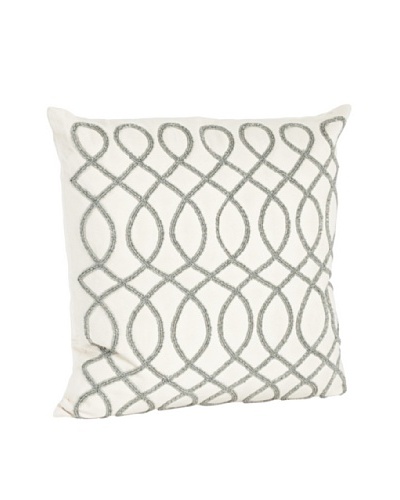 Saro Lifestyle Pewter Swirl Design Beaded Pillow
