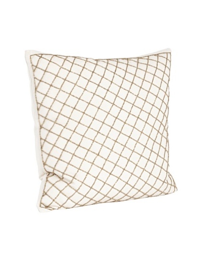 Saro Lifestyle Bronze Diamond Design Beaded Pillow