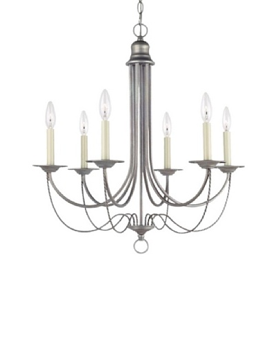 Sea Gull Lighting Plymouth 6-Light Candelabra Chandelier, Weathered Pewter