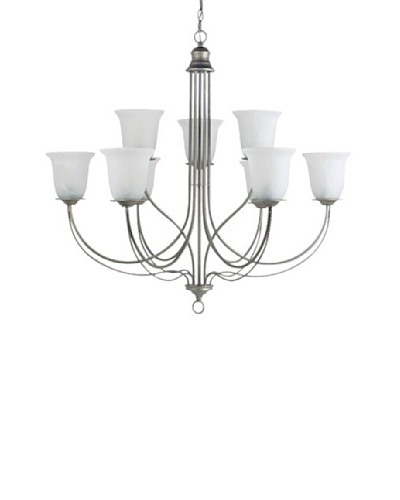 Sea Gull Lighting Fluorescent Plymouth 9-Light Chandelier, Weathered Pewter