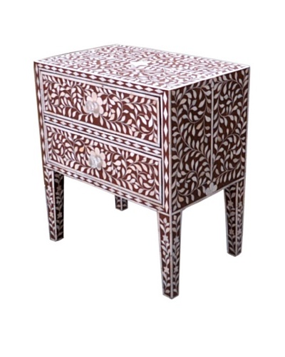 Shine Creations Bedside Table, Burgundy/White