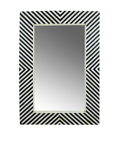 Shine Creations International Zig Zag Mirror with Black and Bone Inlay Frame