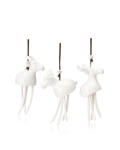 Shiraleah Set of 3 Assorted Christmas Ornaments, White