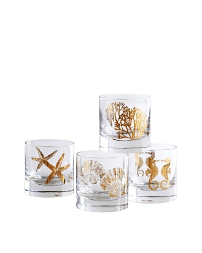 Shiraleah Set of 4 Assorted Coastal 8-oz. Bar Glasses
