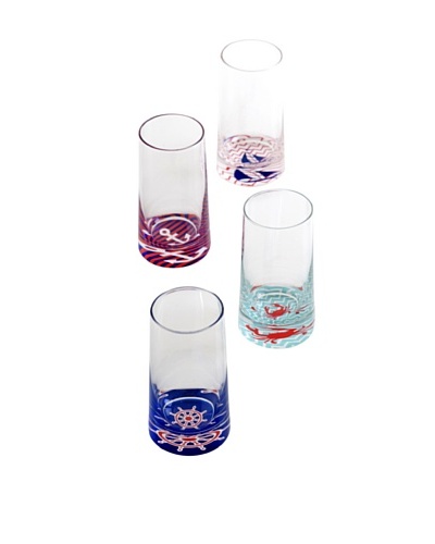 Shiraleah Set of 4 Assorted Coastal 10-Oz. Highball Glasses
