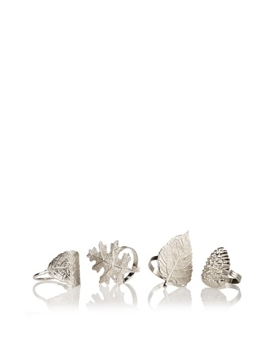 Shiraleah Set of 4 Assorted Autumn Napkin Rings, Silver