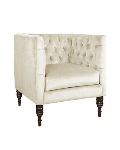 Skyline Velvet Tufted Chair, Regal Antique White