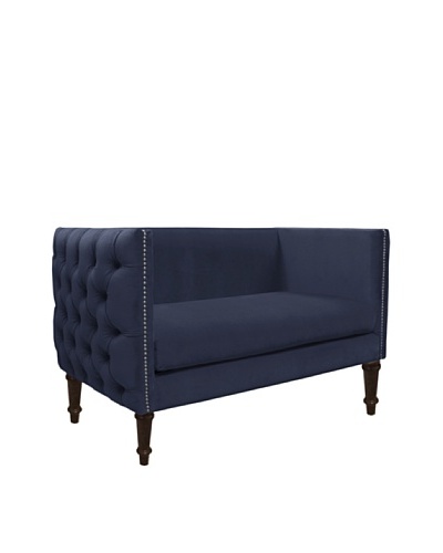 Skyline Nail Button Tufted Chaise, Regal Navy