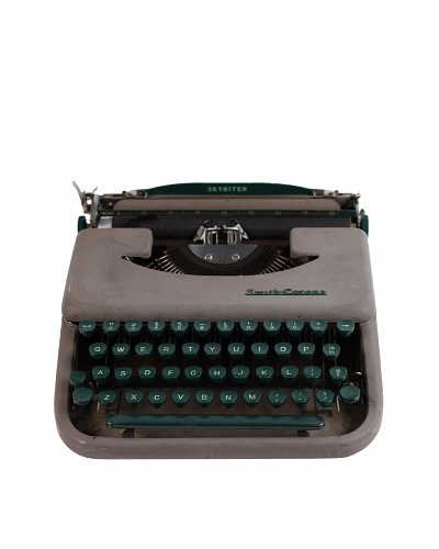 Smith Corona Vintage Typewriter, Grey/Green