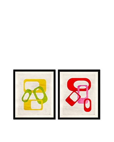 Soicher Marin Set of 2 Mod Giclée Reproductions, Green/Yellow/Red/Pink
