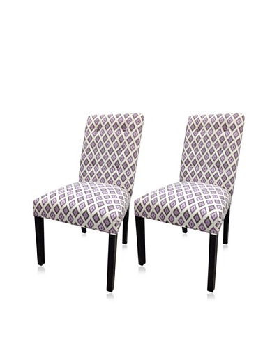 Sole Designs Set of 2 Button Tufted Straightback Chairs, Lavender/Purple