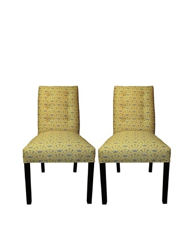 Sole Designs Kacey 6 Button Tufted Pair of Dining Chairs, Bonjour Dijon