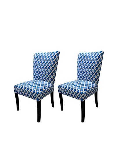 Sole Designs Set of 2 Julia Carnival Blue Fanback Chairs