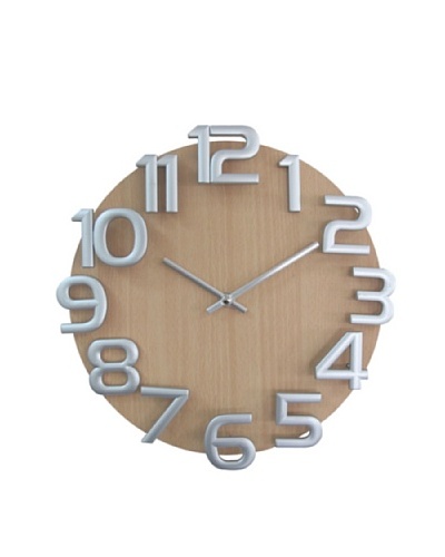 Verichron Dimensions Wall Clock, Natural/Silver