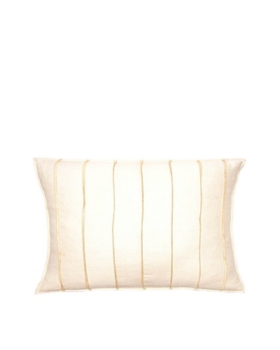 Square Feathers Ivory/Natural Thread Bands Boudoir Pillow