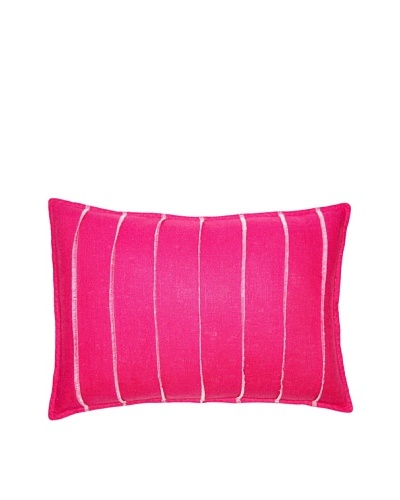 Square Feathers Pink Bands Boudoir Pillow