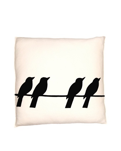 Square Feathers Birds on Wire 2 + 2 Square Pillow