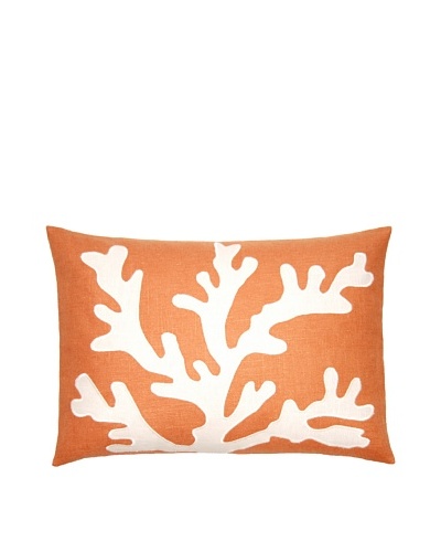 Square Feathers Sea Coral Coral/Ivory Boudoir Pillow