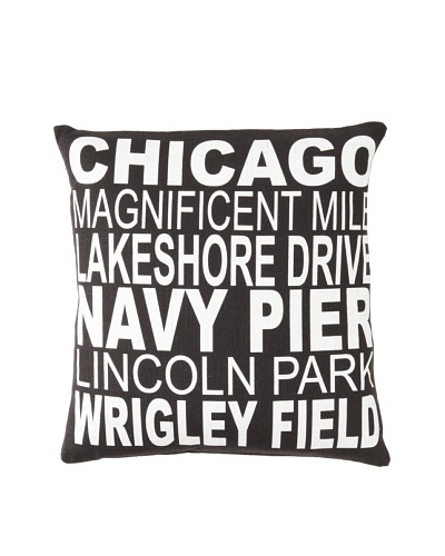 Square Feathers City Signs Chicago Square Pillow