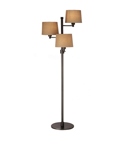 State Street Lighting Triple-Light Floor Lamp, Antiqued Brass