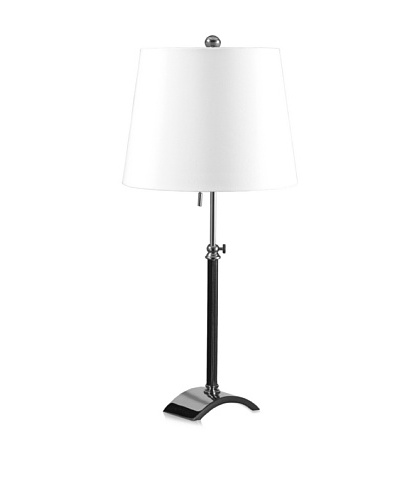 State Street Lighting Leather-Accented Table Lamp, Polished Nickel