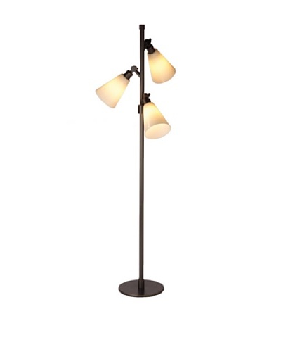 State Street Lighting Triple-Light Floor Lamp, Antiqued Brass