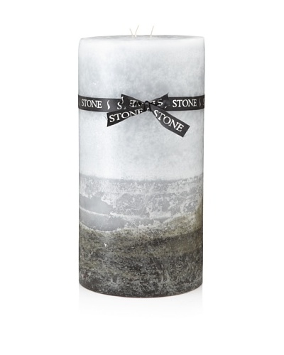 Stone Candles 12 Triple Layer Color Pillar Candle with Ribbon, Grey