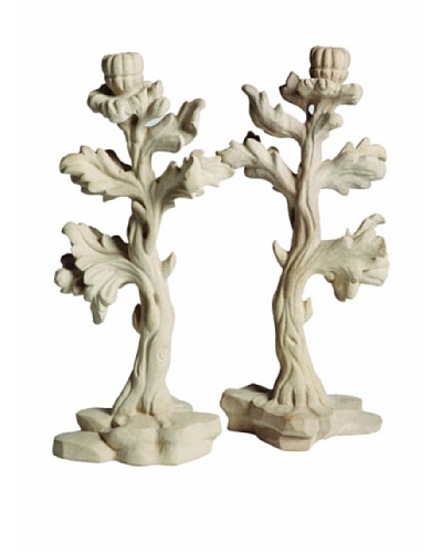 Studio A Pair of Bloom Candleholders, Sandstone Finish
