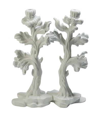 Studio A Pair of Bloom Candle Holders, White