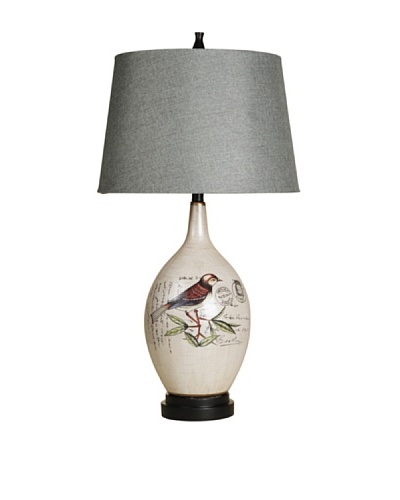 StyleCraft Hand-Painted Bird Ceramic Table Lamp, Isabelle