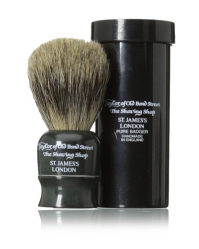Taylor of Old Bond Street Pure Badger Travel Shaving Brush with Case, Black, 8.25 cm