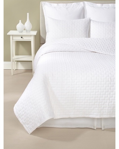 Terrisol Rayon from Bamboo Quilted Brick Coverlet Set, White, King