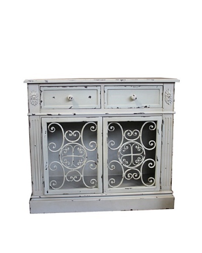 Two Drawer Cabinet White Antique
