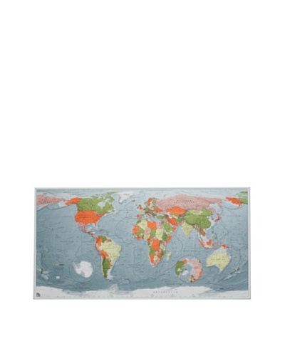 The Future Mapping Company Version 2 World Map, Blue/Emerald/Orange, 26 x 47.25As You See