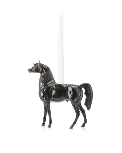 The HomePort Collection Standing Gallant Horse Candle Holder, Black