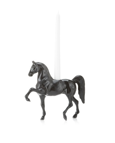 The HomePort Collection Trotting Gallant Horse Candle Holder, Black