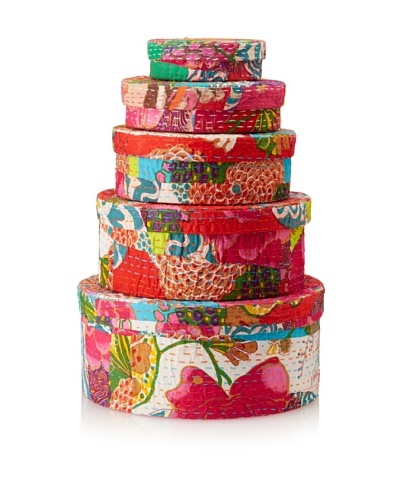 The HomePort Collection Set of 5 Nested Patchwork Boxes, Multi