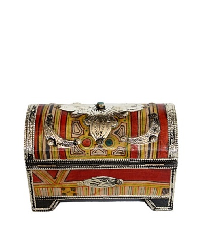 Badia Hand-Painted Leather and Wood Jewelry Box