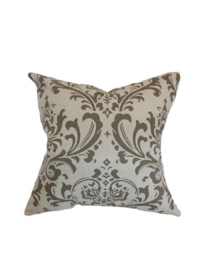 The Pillow Collection Olavarria Damask Pillow, Brown