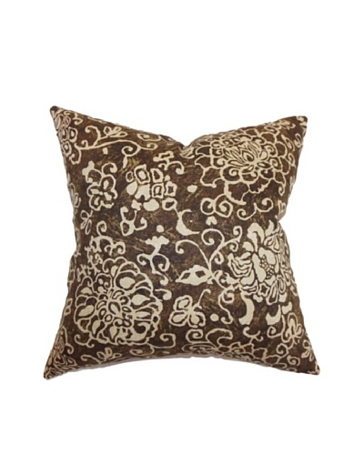 The Pillow Collection Jaffna Floral Pillow, Chocolate
