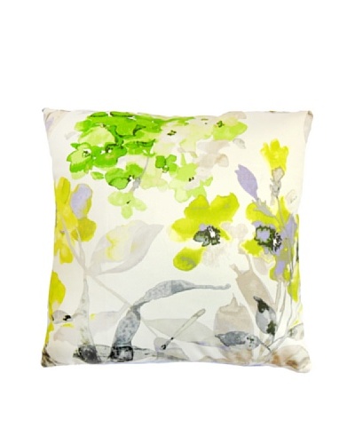 The Pillow Collection Naryany Floral Pillow, Silver, 18 x 18