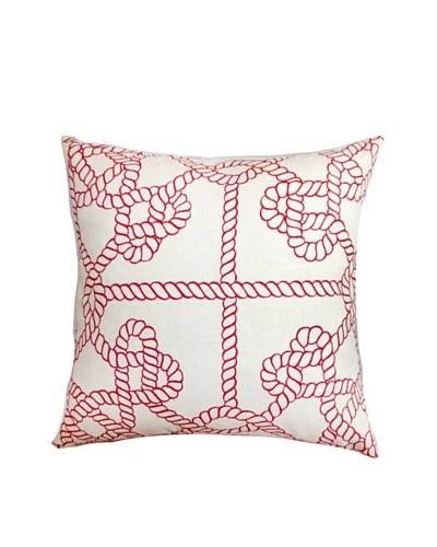 The Pillow Collection Accalia Nautical Pillow, Beige/Red