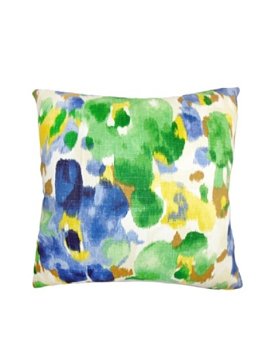The Pillow Collection Delyne Floral Pillow, Green/Blue, 18 x 18
