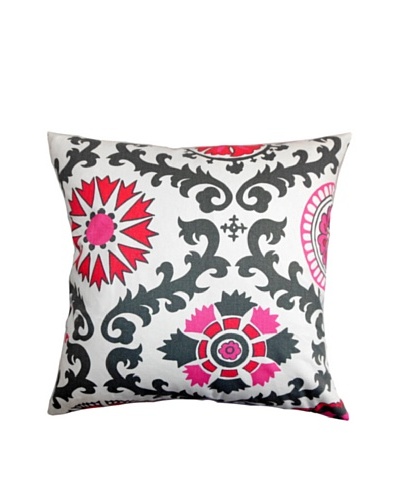 The Pillow Collection Kaula Geometric Pillow, Grey/Pink, 18 x 18