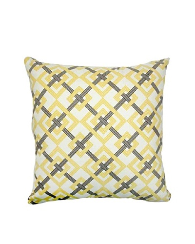 The Pillow Collection Kaedee Square Knot Pillow, Yellow/Grey