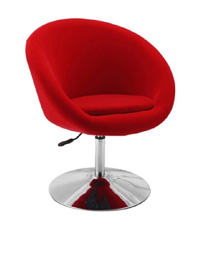 International Design USA Barrel Adjustable Wool Swivel Leisure Chair, Red