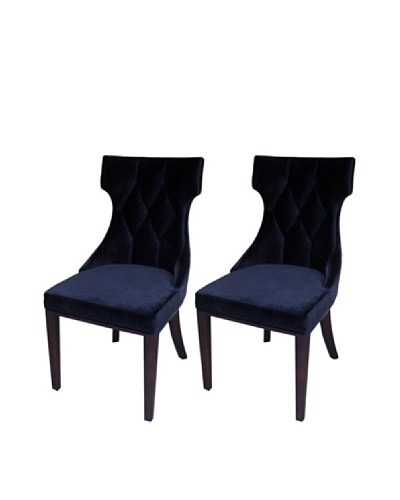 International Design USA Set of 2 Regis Velvet Dining Chairs, Black