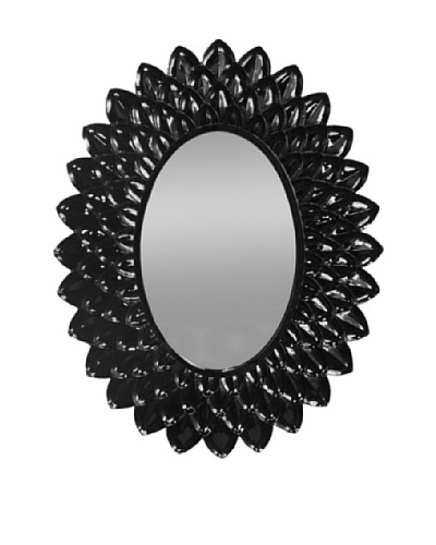 Three Hands Oval Petal Mirror, Black